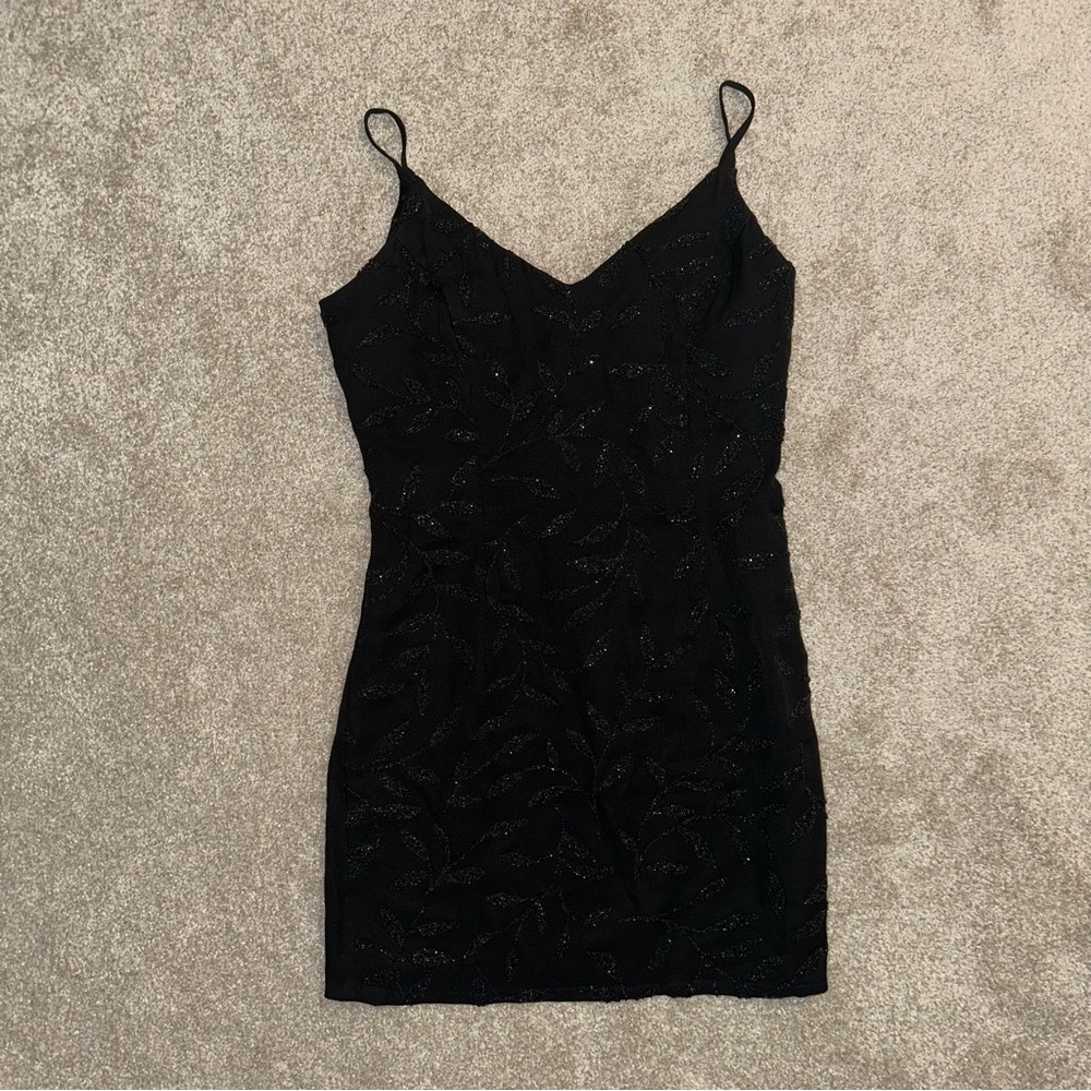 VINTAGE black sparkly beaded mini dress
